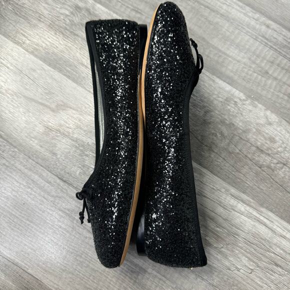 Kate Spade New York Honey Glitter Ballet Flats Black Bow Size 8 - Picture 6 of 8